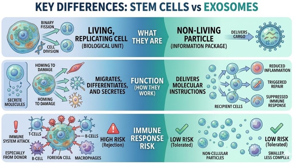 differences between stem cells and exosomes
