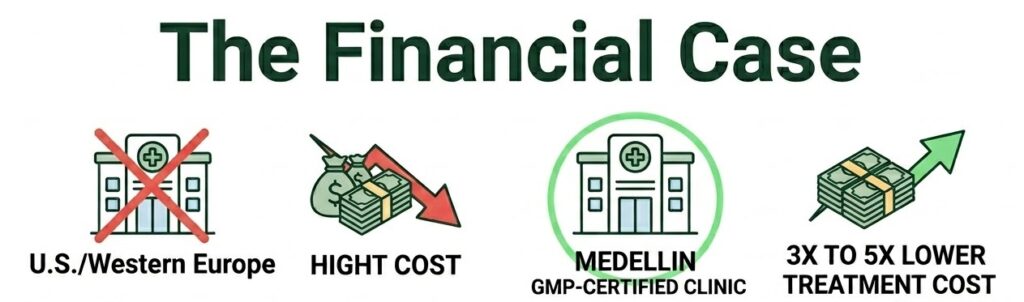 the financial case for stem cell therapy compared to outside of colombia